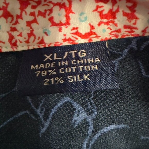 Tommy Bahama Navy Floral Button-Down Shirt – Cotton/Silk Blend – Size XL - Picture 6 of 14